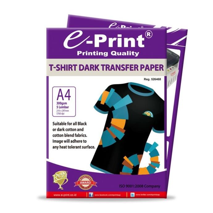 

Transfer paper E-PRINT dark/Kertas Print Sablon Hitam Gelap A4