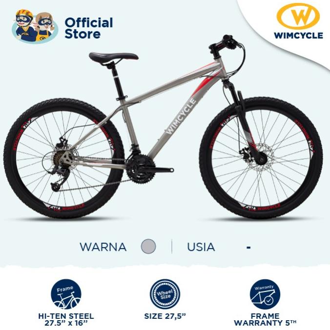Amu Wimcycle Sepeda Gunung Mtb Falcon 27.5 - Abu-Abu Bestq
