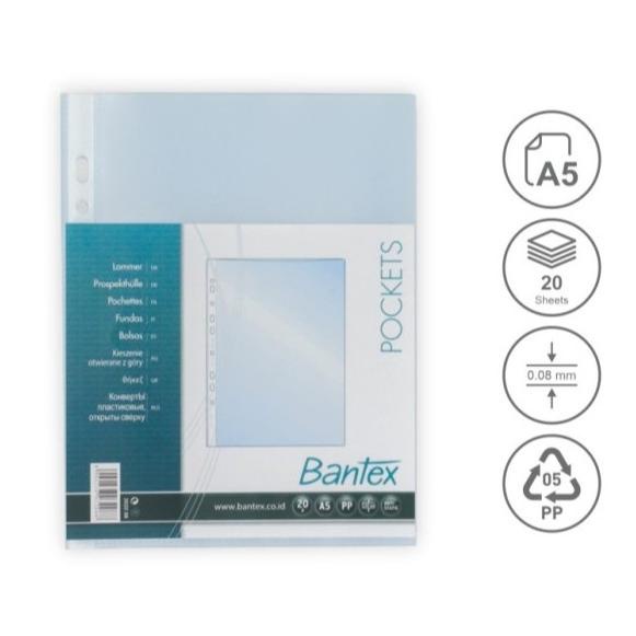 

Sale Bantex Pocket Sheet Protector Clear Holder Size A5 - 20 Lembar