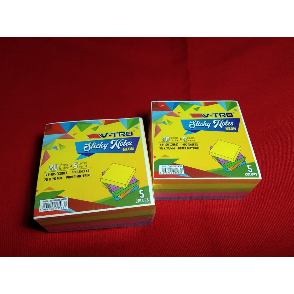 

V-TRO Sticky Note VT-105 (Cube Neon) - 1 Set / 400 Lembar ( IRRA STORE )