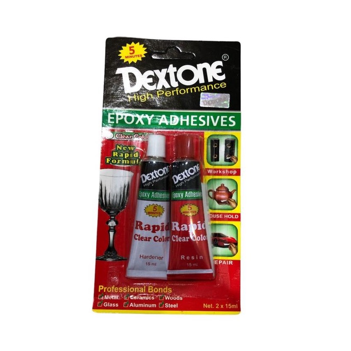

New Dextone Lem Epoxy Rapid Clear Bening 5 Menit 30 Ml Lem Campur