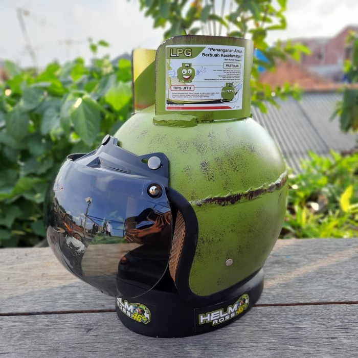 Best Seller Helm Gas Lpg - Helm Unik Tabung Gas - Retro Helm Ringan