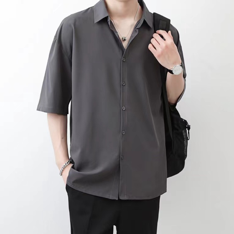 BIG SALE. Kemeja abu-abu pria Kantor kemeja korea polos kemeja jumbo pria abu kemeja abu polos pria 