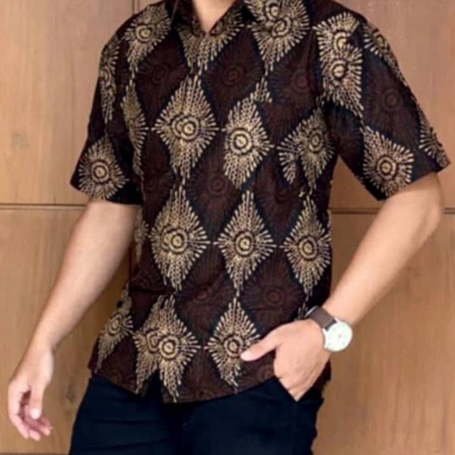𠀾 X 1418 baju batik pria lengan pendek terbaru / kemeja batik pria lengan pendek / baju batik cowok 