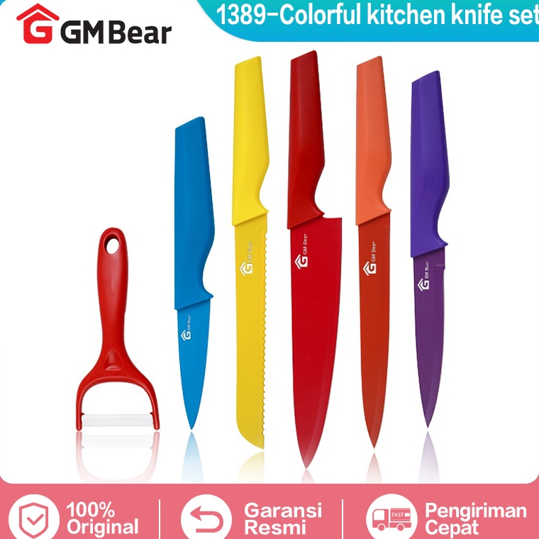 TERBAIK. GM Bear Pisau Dapur Set (6 in 1) 1389 - Kitchen Knife Set Multicolor