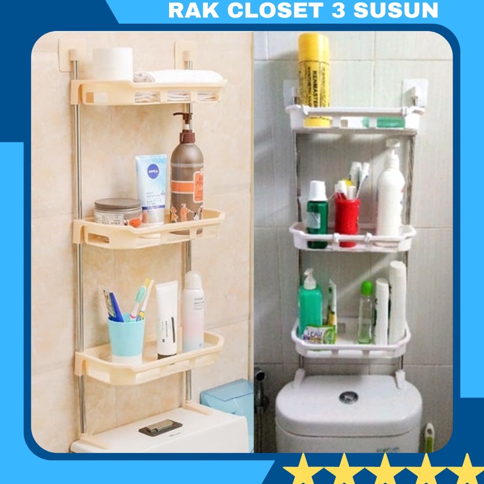 PALING DICARI. Rak Toilet 3 Susun Rak Closet Sabun Organizer Kamar Mandi Plastik