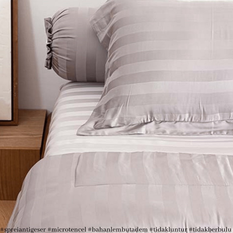 VIRAL. Bedcover Set Micro Tensel motif salur aneka warna