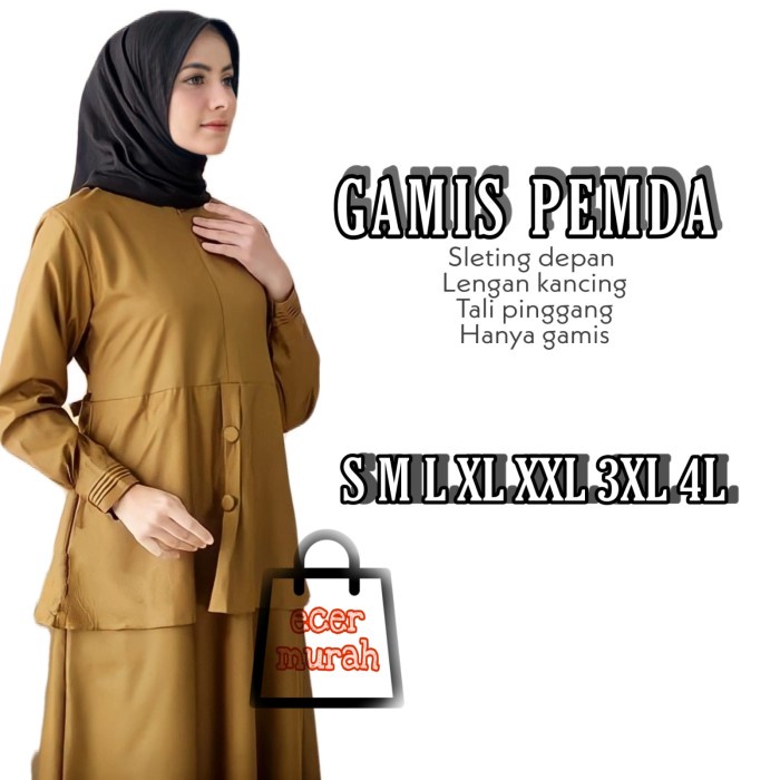 Baju Gamis Seragam Pemda Pns Khaki Wanita Jumbo