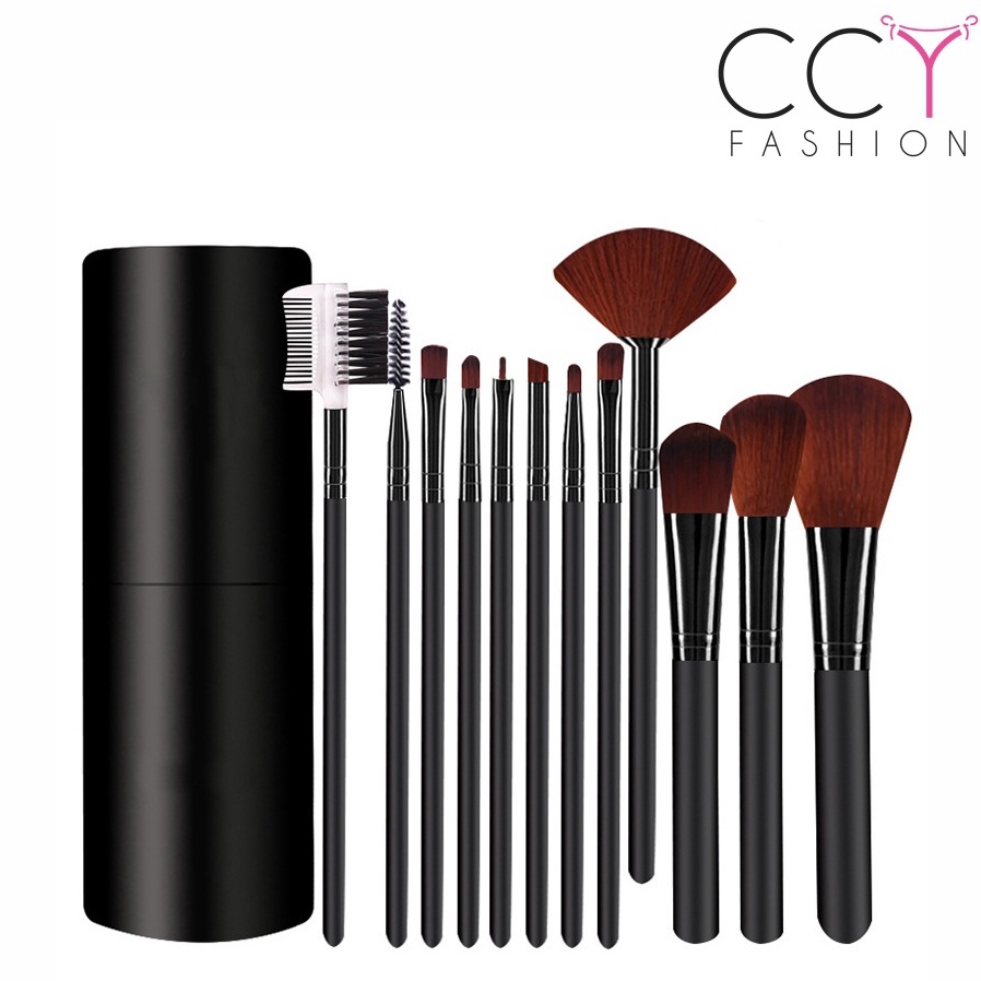 Code Ff4F9 CCY FASHION Kuas Alat Make Up Kosmetik Tabung 12 Pcs Brush 12 Set In Tube Pro Rias Murah 