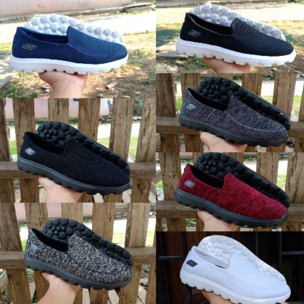 CHEKOUT Sepatu Skechers pria Original Skechers Go Walk Sepatu Slipon Pria