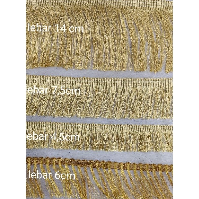 Star Seller Renda rumbai gold silver  isi 17 yard ✤