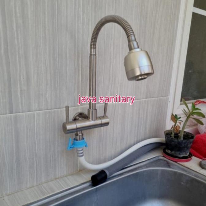 Kran Angsa Double Kran Mesin Cuci/Kran Sink Double/Kran Dapur Cabang