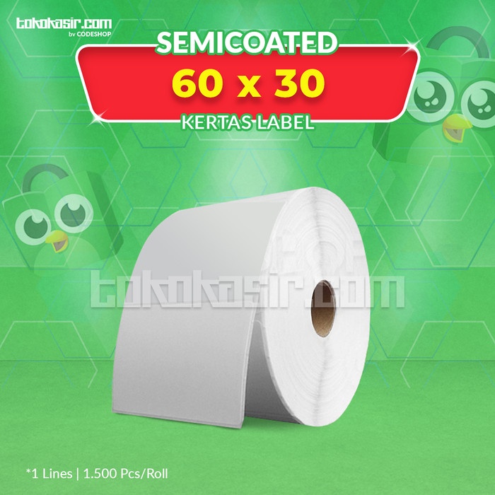 

Label Printer Barcode 60 x 30 mm 1 Line Semicoated isi 1500 pcs