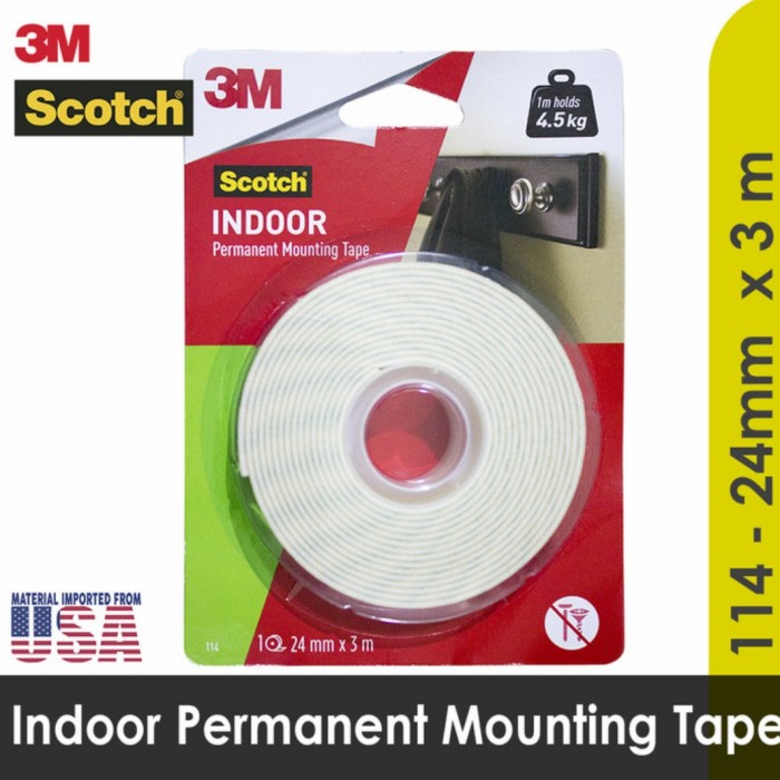 

3M Scotch 114-3B Indoor Permanent Mounting Double Tape 24mm x 3 meter