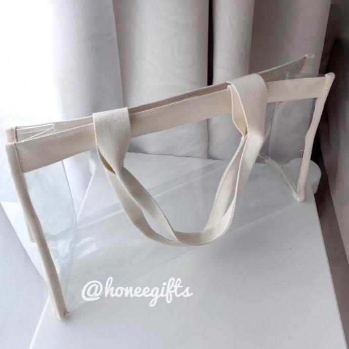 Promo Tas Tote Bag Wanita Transparan Mika Pvc New Normal Clear Big Hanifauh