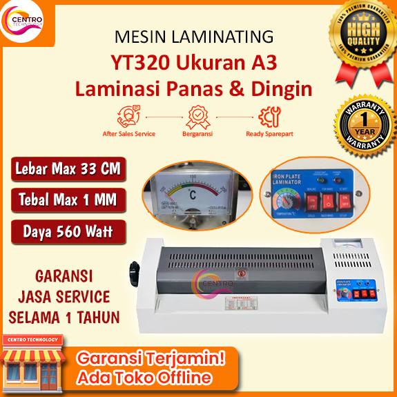 

Mesin Laminating A3 Merk Yatai Yt-320 (4 Roll Element Panas Stabil)