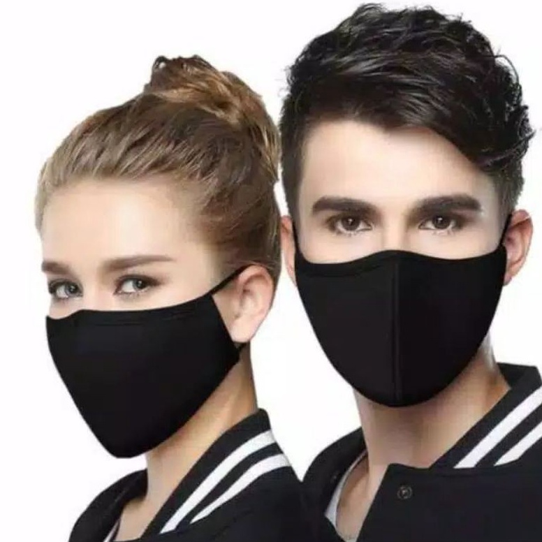 STOK TERBARU. Masker duckbill kain hitam isi 12 pcs (satu lusin)