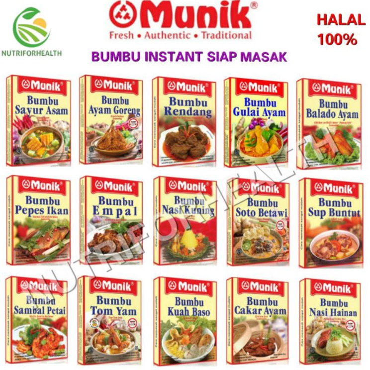 

☊↕⁑ MUNIK BUMBU INSTANT Rasa Sayur Asem Ayam Goreng Opor Ayam Rendang Soto Rawon Nasi Kuning Sambal Petai Gado Gado Empal Semur Best