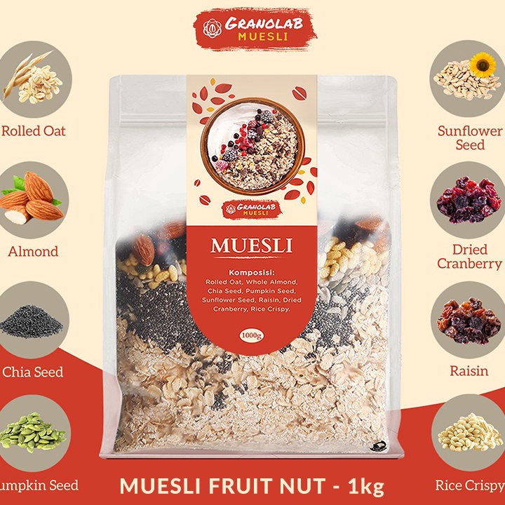 

Ready Stock Muesli Fruit and Seed 1 kg - Granolab Muesli Terbaru