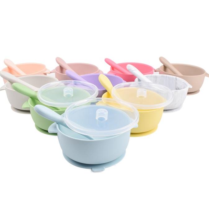 ^%^%^%^%] Mangkok Makan Bayi Silikon Dengan Sendok dan Tutup