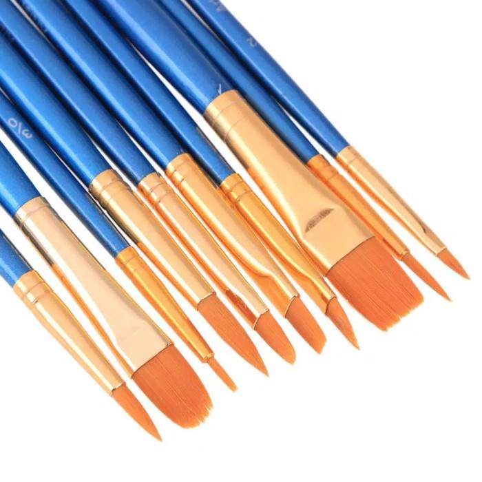 

Kuas Lukis Cat Air Cat Nyak Akrilik Set 10 Pcs Oil Paint Brush