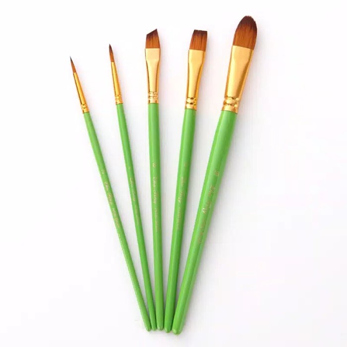 

Kuas Lukis Cat Air Akrilik Nyak Set 5 Pcs Oil Paint Brush