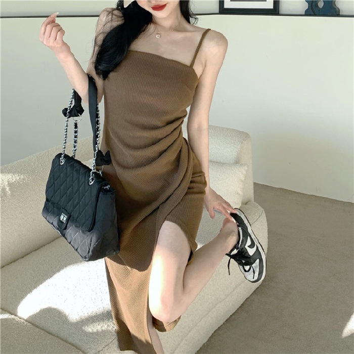 DDH 533 long dress pakaian gaun wanita panjang sexy kerut elegan gown korea