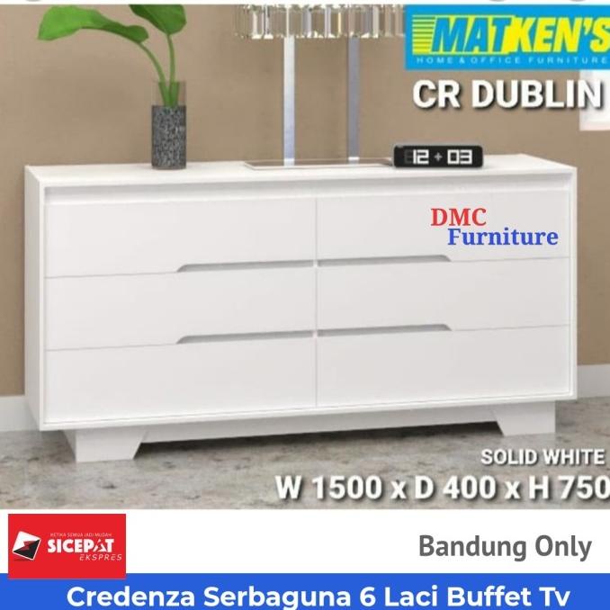 Buffet Tv Rak Tv 150 cm Credenza 6 laci Serbaguna CR DUBLIN