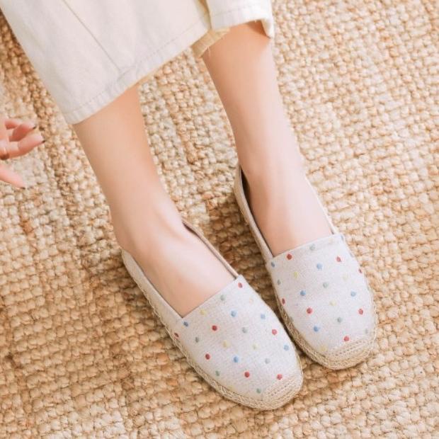 SEPATU KOREA ESPADRILLES WANITA IMPORT SLIP ON FLAT KANVAS