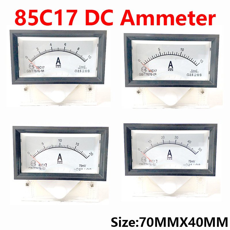 ❤85C17 DC 1A 2A 3A 5A 10A 15A 20A 30A 50A 75A 100A Analog Current Panel Meter Ammeter for Circuit Te
