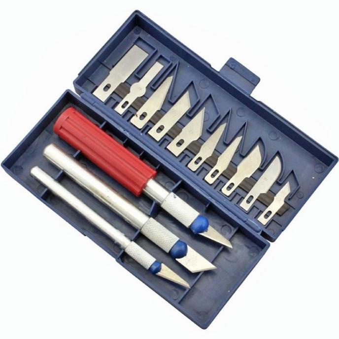 

populer] Pisau Ukir Seni Crafting 3 Handle Knife Pen Cutter Art Set 13 in 1