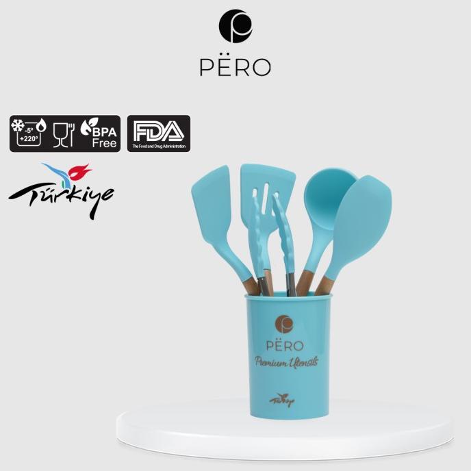 Pero Spatula Silicone Tahan Panas Set of 6 / Spatula Set dengan Holder