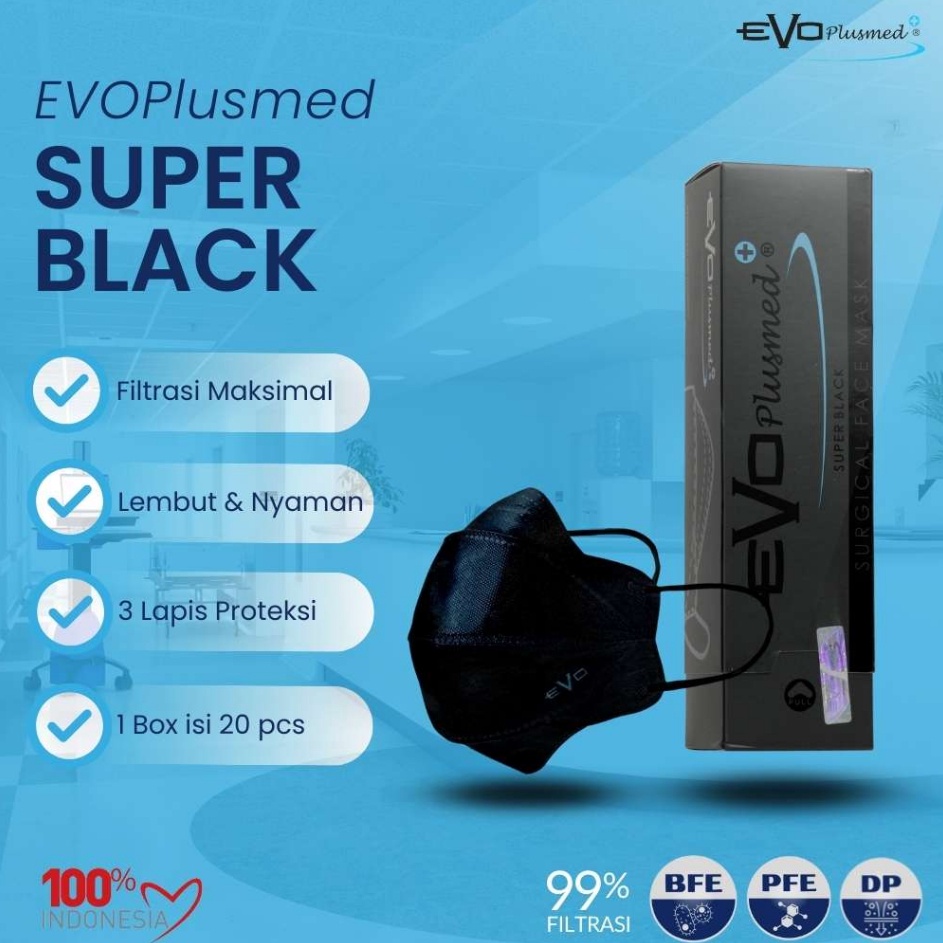➷➷✻✫ [BARU] Masker Evo Plusmed 4D Full Black Edition Limited Laris