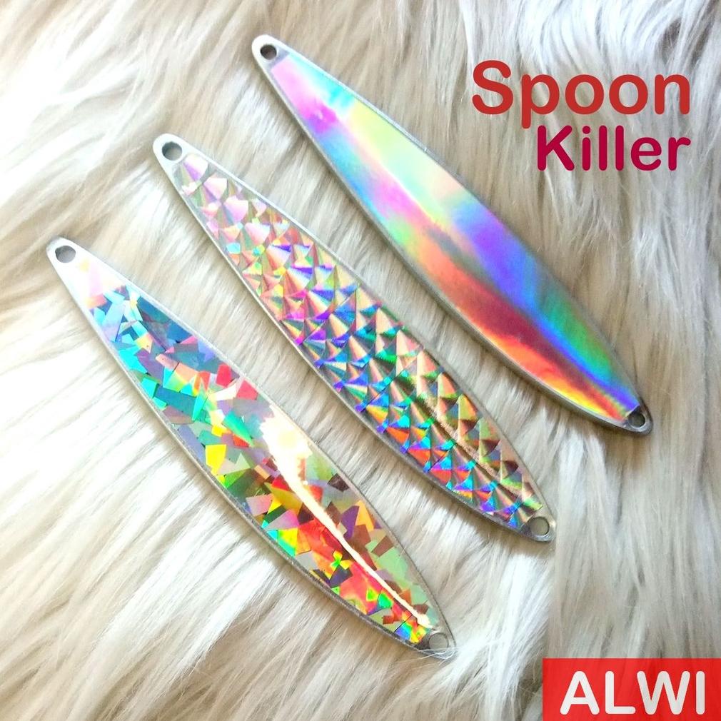 Viral Umpan Pancing Alwi Spoon Killer 40Gr / 12Cm Anti Karat / Galvanis ~ 3 Motif (Sisik Ikan, Pecah