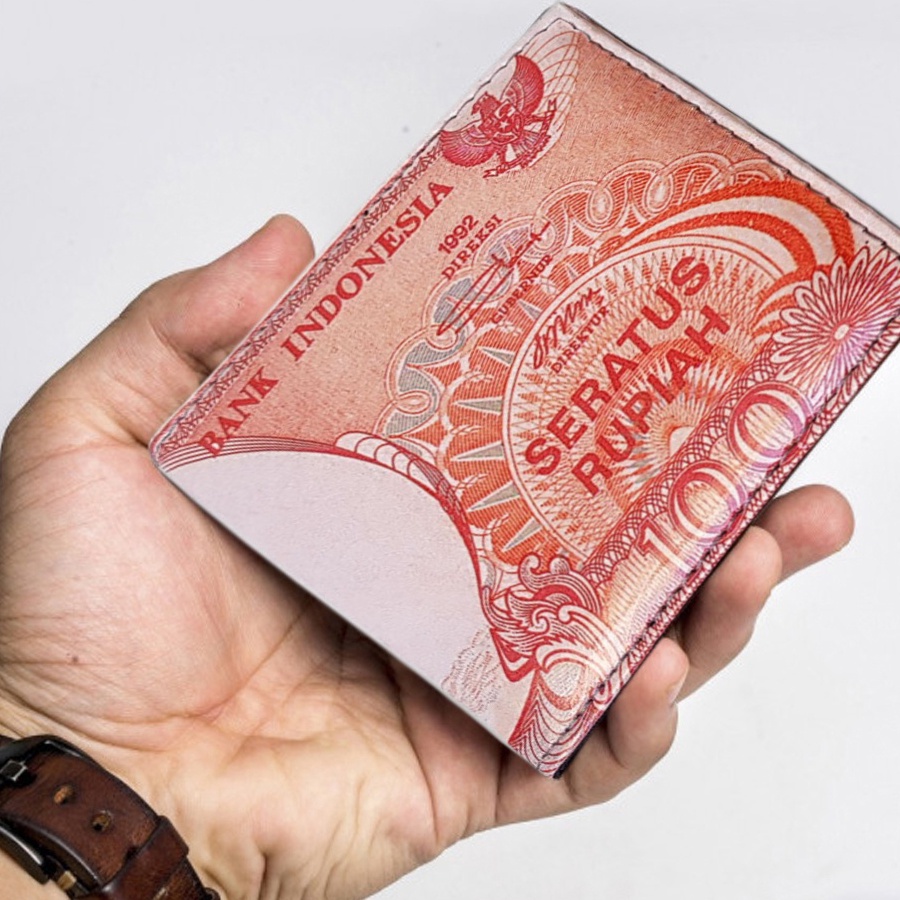 Best 7.7 BOMBASTIS SALE REAL PIC Dompet Pria Motif DUIT LAMA Dompet Pendek Gambar Uang Kuno Rp100 Da