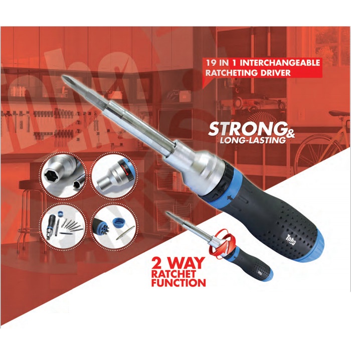nice Toho Japan Obeng 19 in 1 Interchangeable Ratchet Driver SET