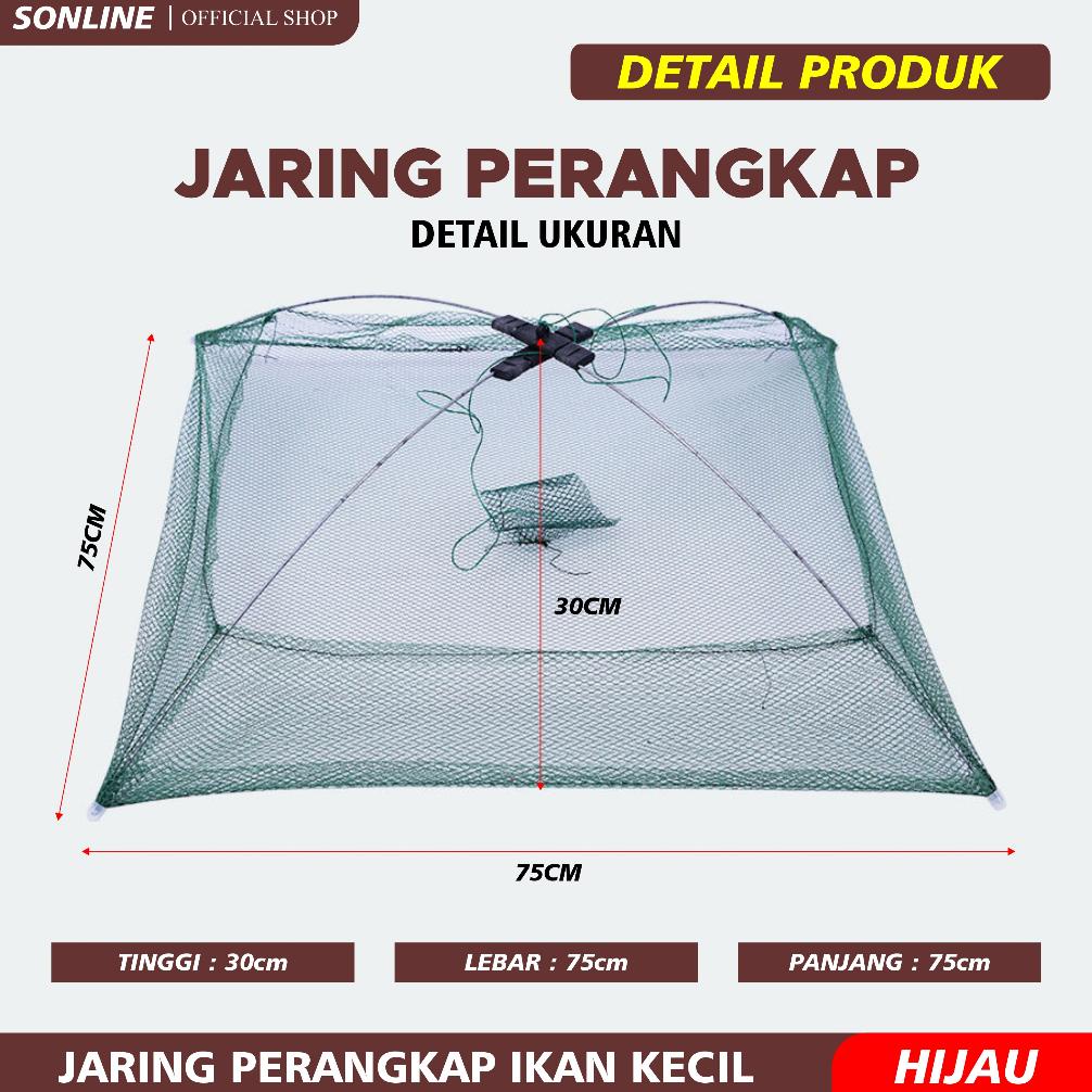 Promo Sonline - Jaring Perangkap Udang Kepiting Ikan Kecil Model Segiempat Tahan Lama Portable Peran