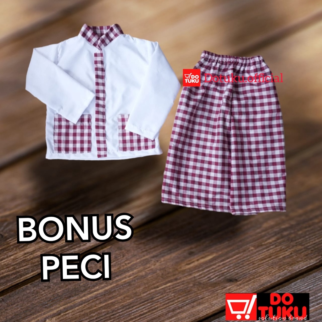 (Bonus Peci) Baju Koko Bayi Setelan Baju Koko Anak Setelan Usia 8-15 Bulan