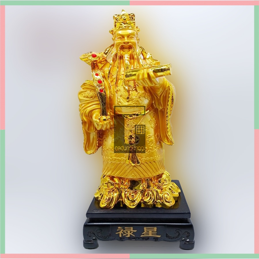 Pajangan Patung Dekorasi Fengshui Puja Suci Dewa Dewi Fulushou Fuk Luk Sau Fu Lu Shou Sanxing Tiga 3 Bintang Hoki Lucky Keberuntungan Rejeki Uang Emas 1 Set Meja Altar Sembahyang Sembayang Budha Buddha 1 Satu Set Ukuran Besar