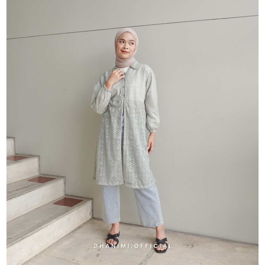 Ghanimi - Talia Tunik / Outer Brukat Kondangan / Tunik Brukat / Tunik Kondangan / Tunik Pesta / abaya brukat / baju kondangan kekinian