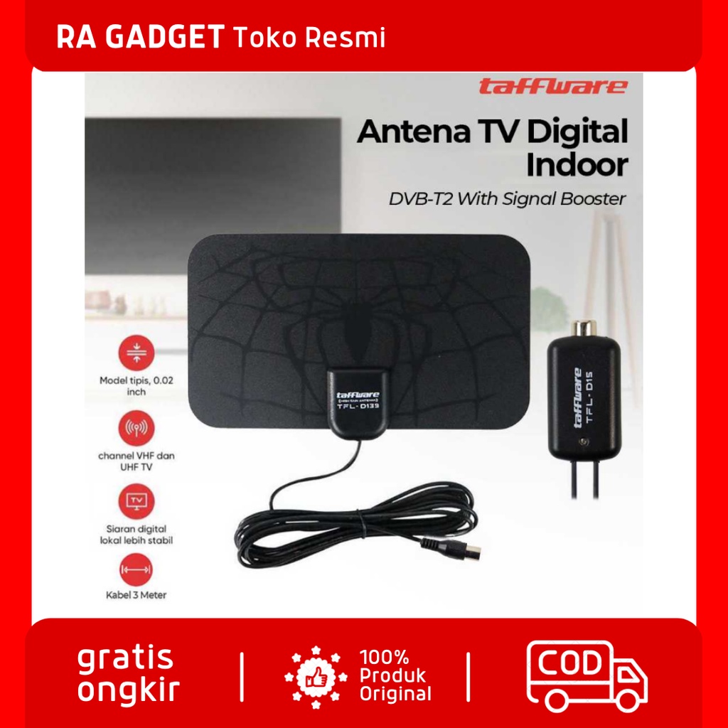 Antena TV Digital DVB-T2 High Gain 25dB + Amplifier Signal Booster / Antena Penguat Sinyal Tv Tivi T