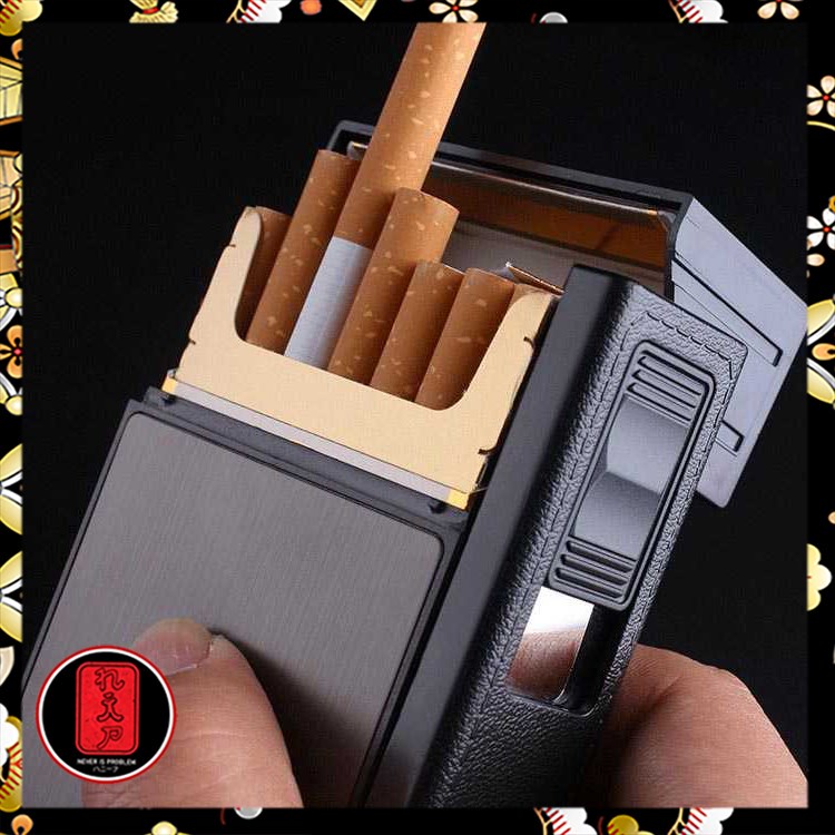 Kotak Rokok 20 Slot dengan Korek Elektrik Removable ( pemetik samping ) /kotak rokok keren