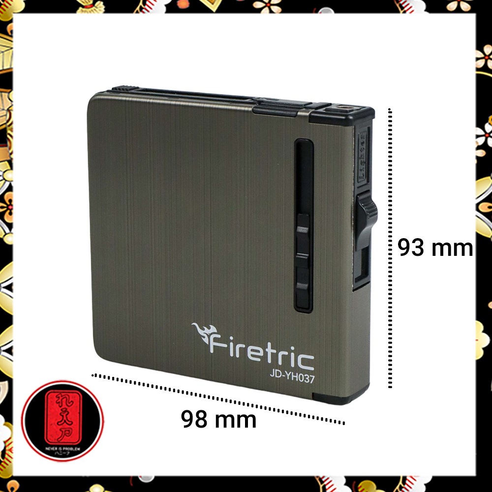 Firetric Kotak Rokok 20 Slot dengan Korek Gas - JD-YH037 - Black / kotak rokok keren