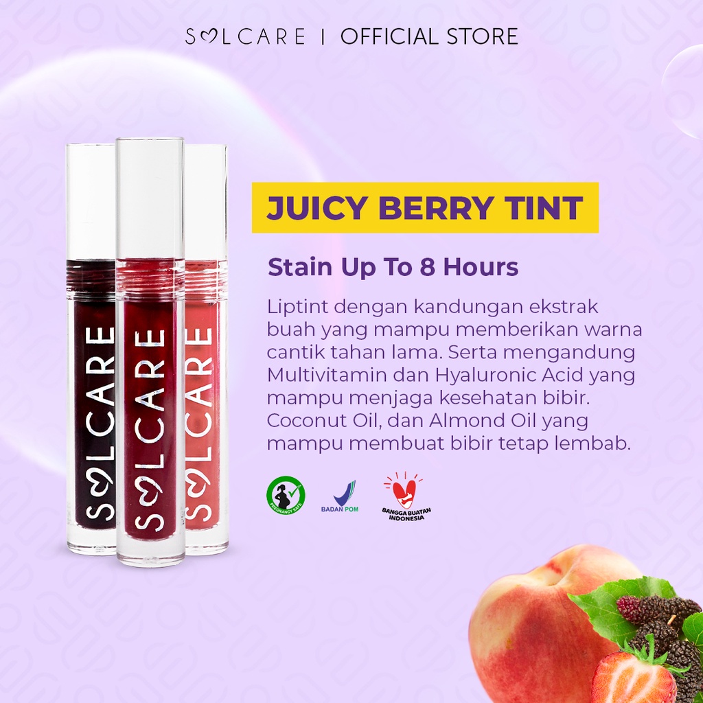 [COD] Solcare Juicy Berry Tint - Liptint Stain Hingga 8 Jam