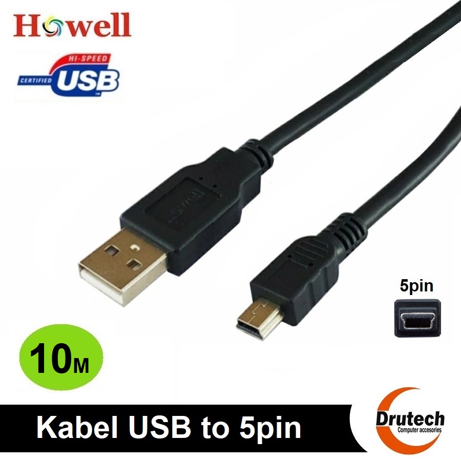 Howell Kabel USB 2.0 to 5 pin mini 10m