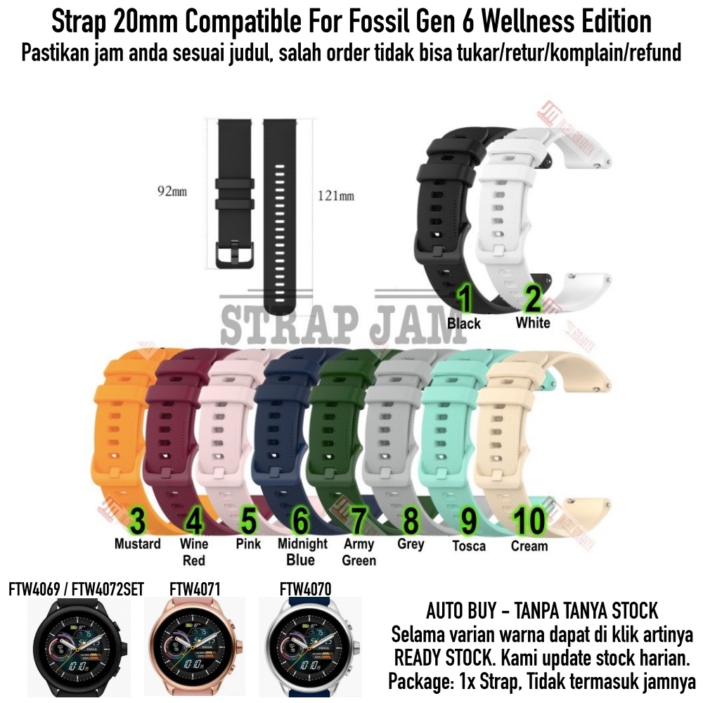 Tali Jam 20mm Strap F0ssil Gen 6 Wellness Edition - OYE Rubber Silikon Lentur