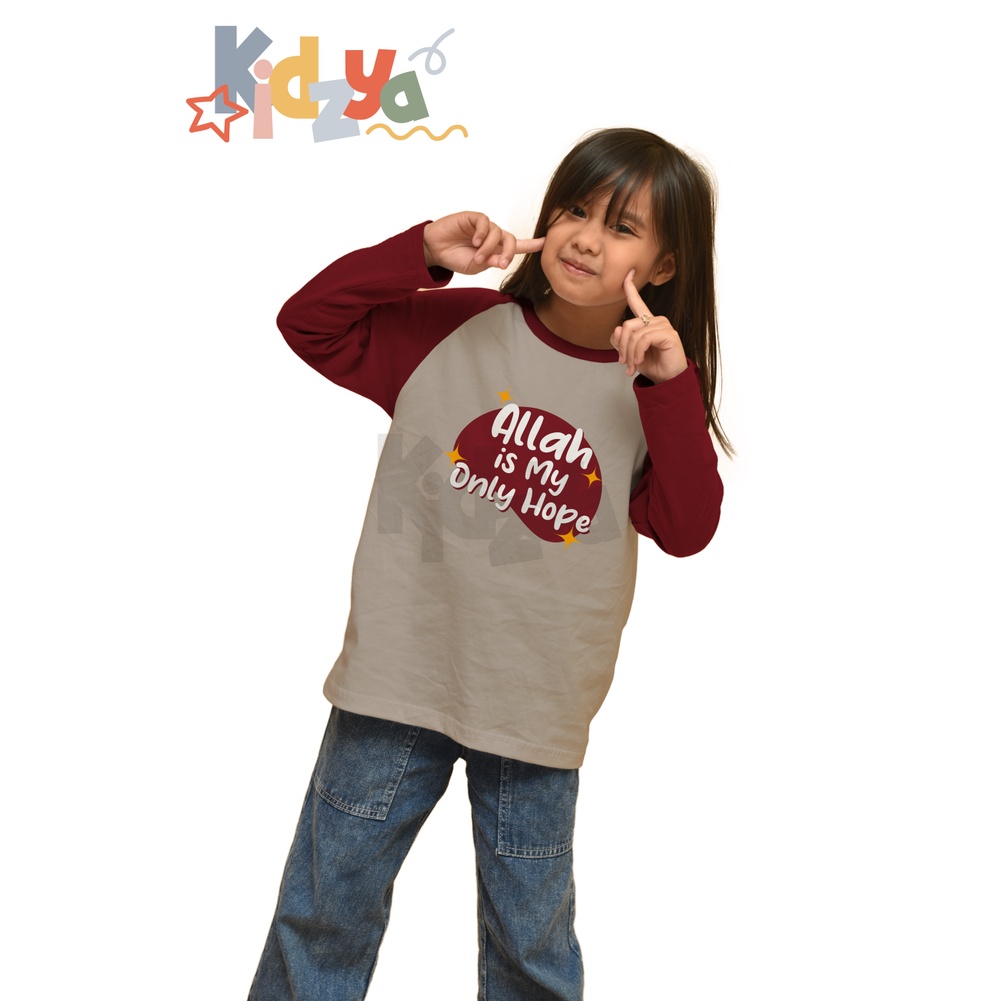 Baju Kaos Raglan Anak Muslim Panjang UNISEX - Allah is My Only Hope - KIDZYA