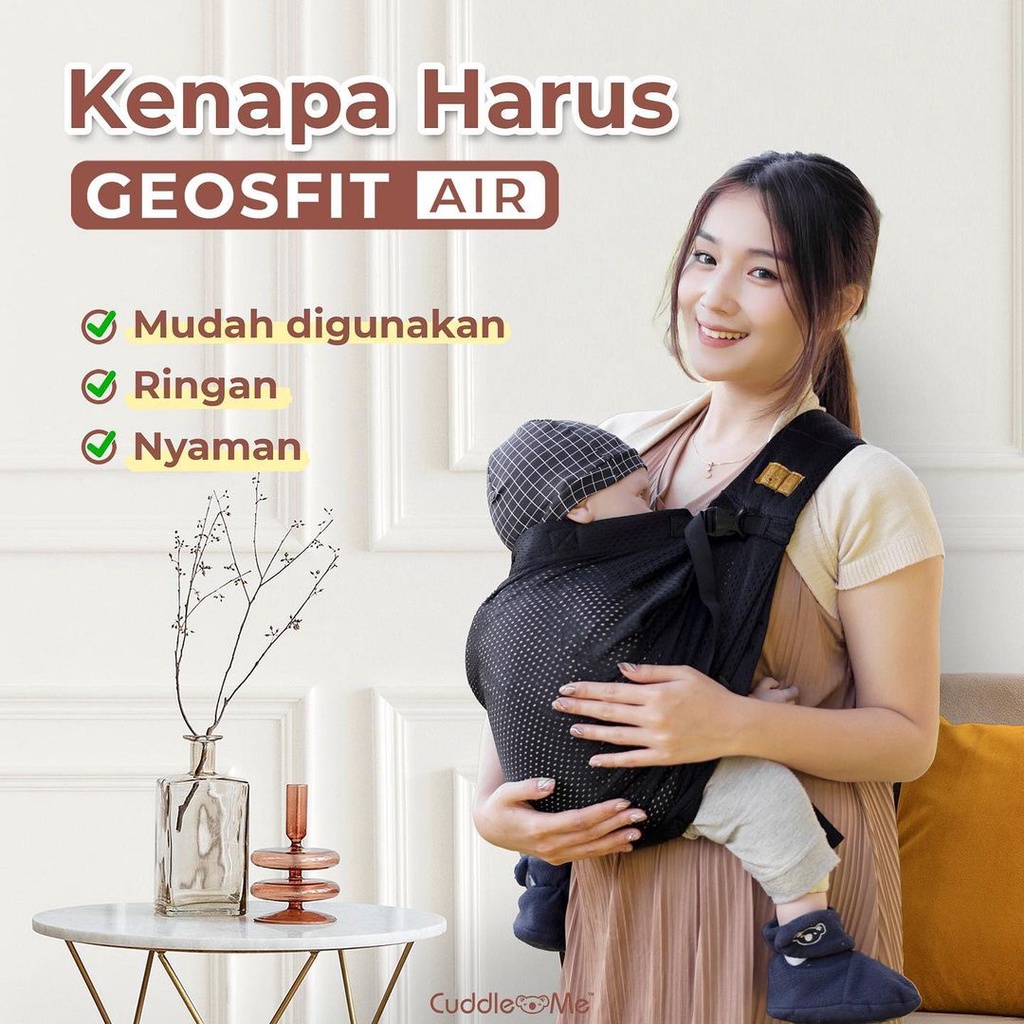 CuddleMe Gendongan Bayi Geos Fit Air Gendongan Ringsling Instant M-shape