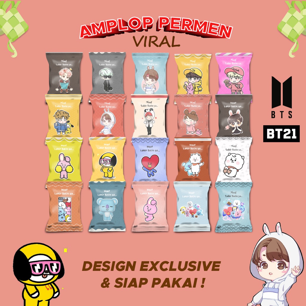 

Amplop Lebaran Permen Unik Gambar BTS dan BT21