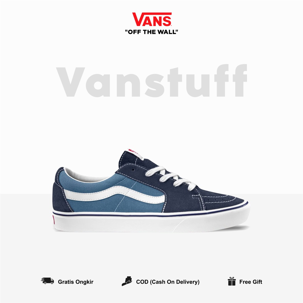 Vans Sk8 Low Classic Navy Blue White Original 100 BNIBWT Global Market ModelCouple  Pria Dan Wanita Snakers Vanz Sk8 Item Pendek